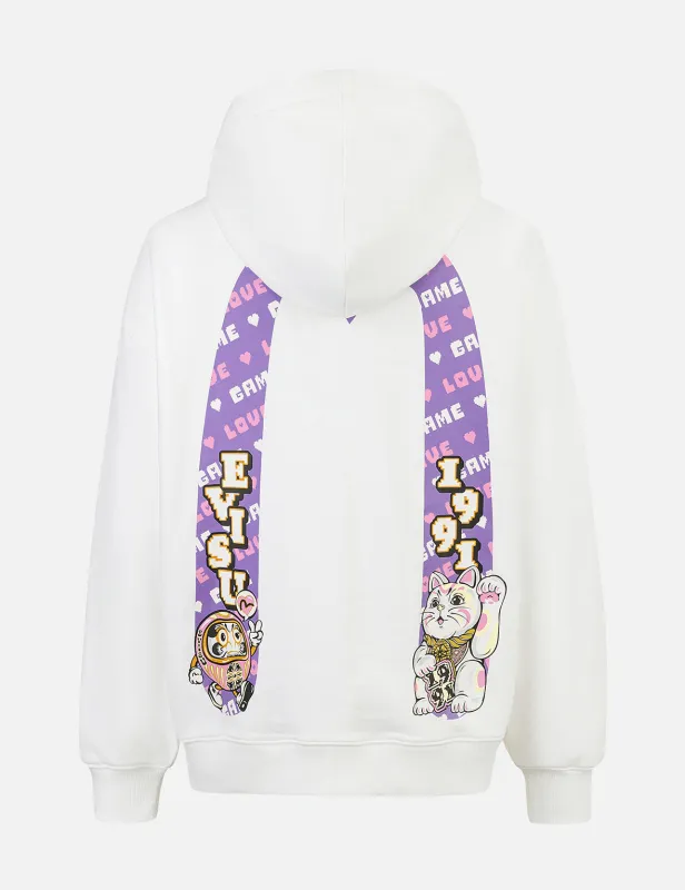 Logo and Fortune Cat Daicock Print Oversized Hoodie sold by Evisu