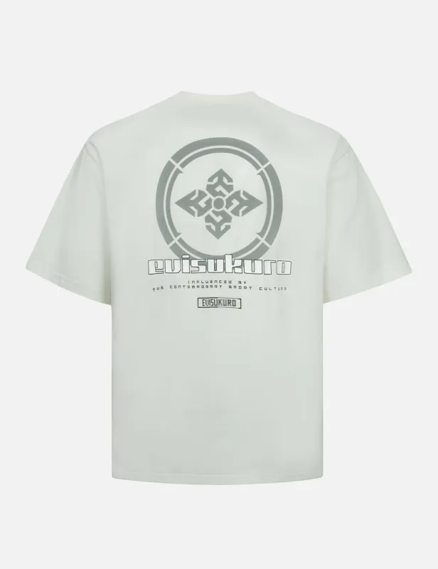 Multi Logo and Fragile Glass Effect Print Regular Fit T-shirt sold by Evisu