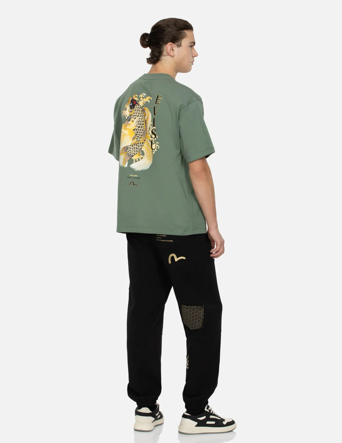 Seagull Embroidery and Carp Print Relax Fit T-shirt sold by Evisu product image thumbnail 5