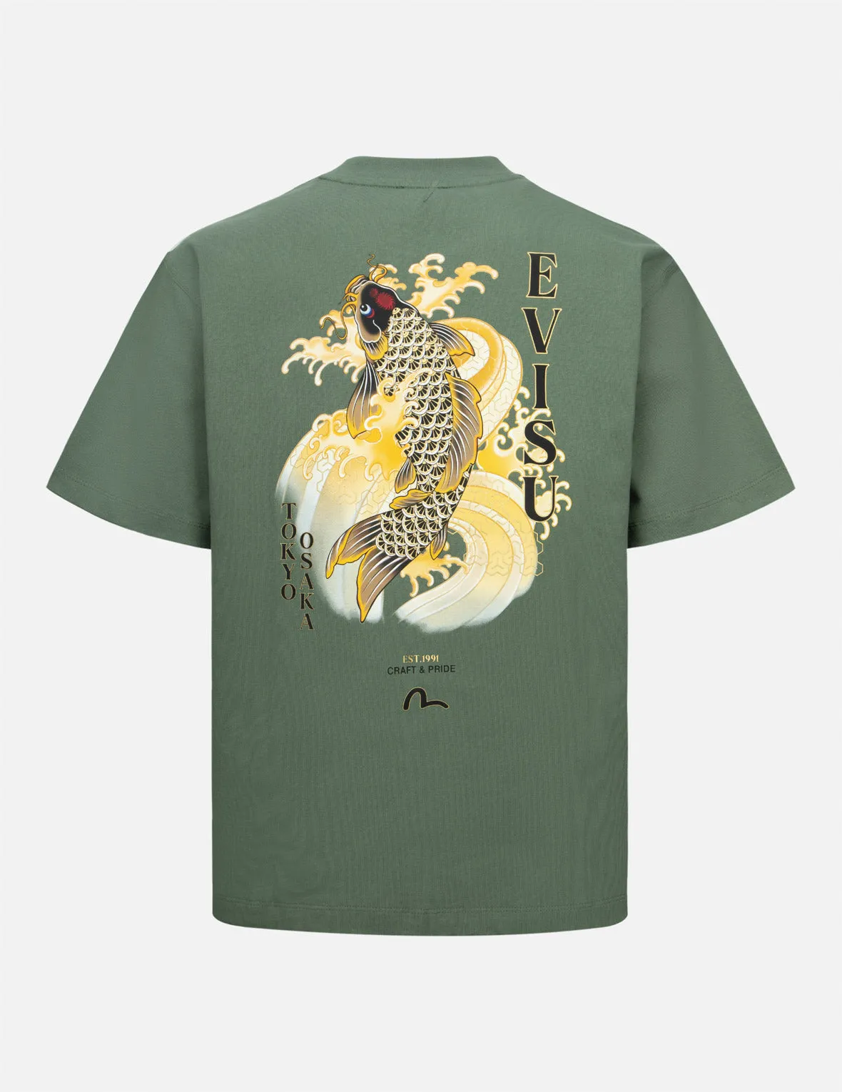 Seagull Embroidery and Carp Print Relax Fit T-shirt sold by Evisu