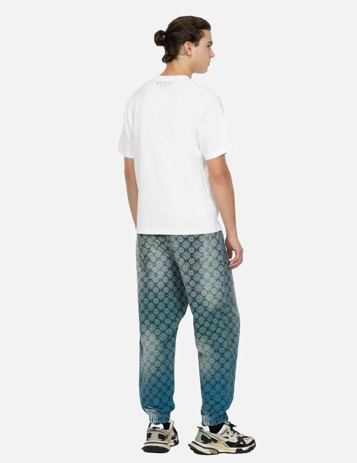 Allover Kamon Jacquard Relax Fit Denim Joggers sold by Evisu product image thumbnail 4