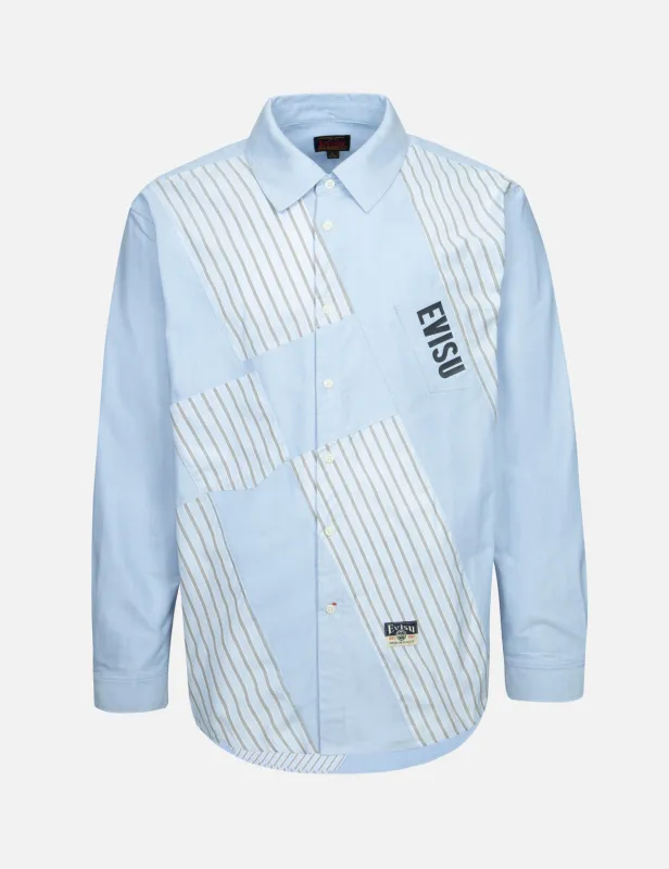 Wheel of Wisdom and Logo Print Relax Fit Deconstructive Shirt made by Evisu