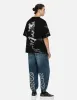 Wheel of Wisdom Print Wide Leg Denim Joggers sold by Evisu
