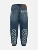 Wheel of Wisdom Print Wide Leg Denim Joggers sold by Evisu