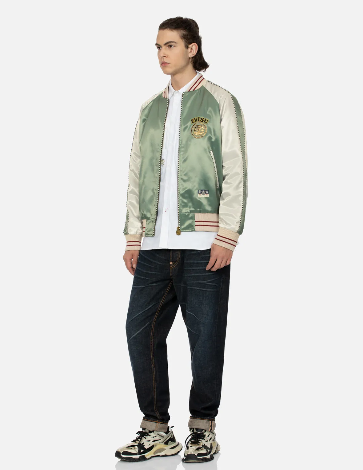 Kamon Brocade Appliqué and Carp Embrodiery Relax Fit Souvenir Jacket sold by Evisu product image thumbnail 4