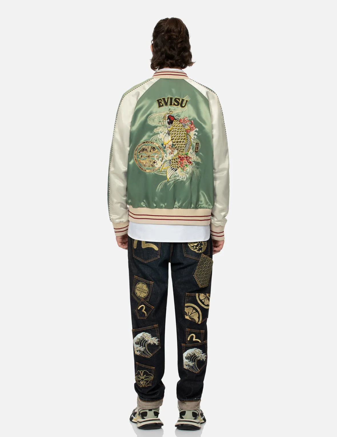 Kamon Brocade Appliqué and Carp Embrodiery Relax Fit Souvenir Jacket sold by Evisu product image thumbnail 5