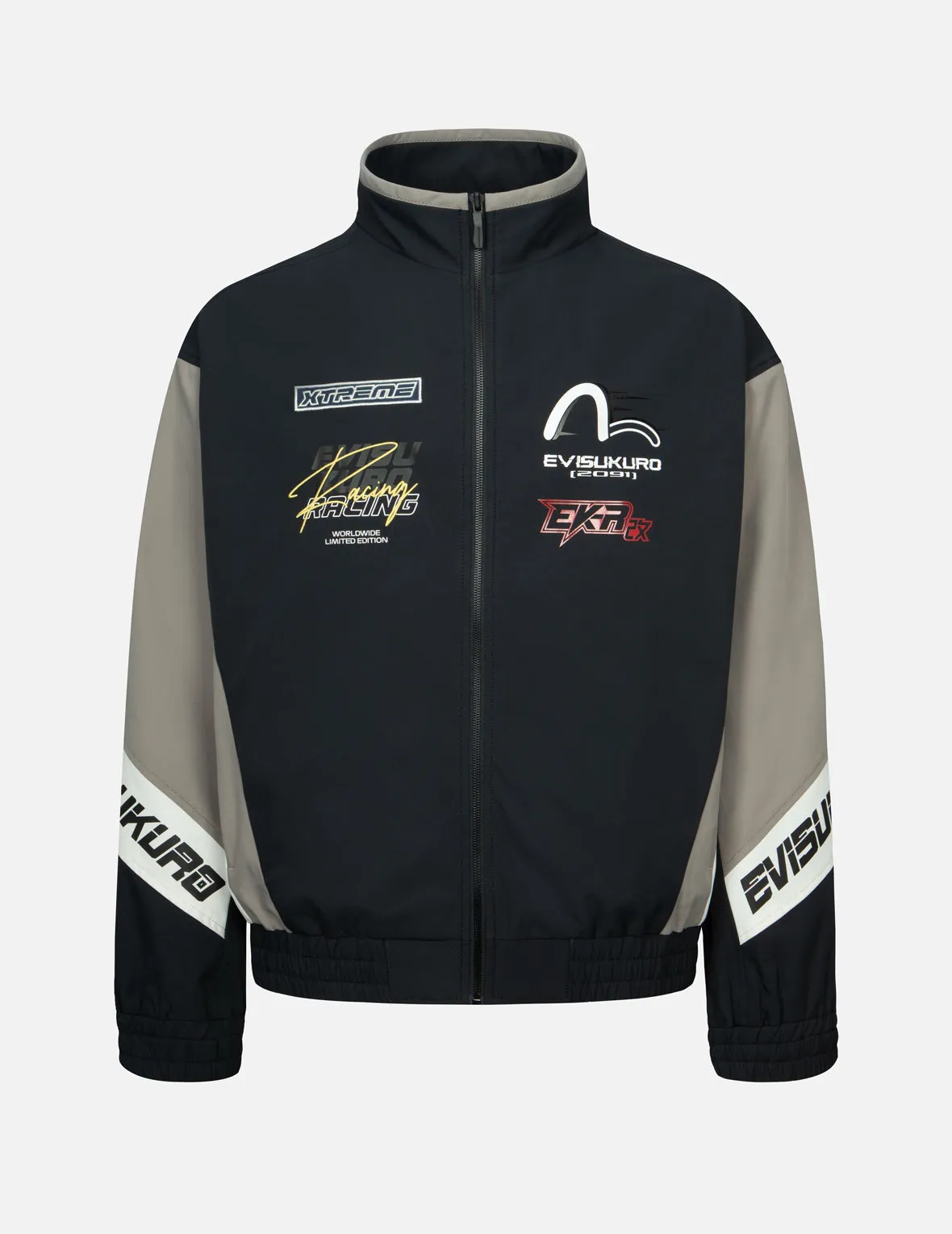 Multi-Logo Print Fashion Fit Racing Jacket sold by Evisu