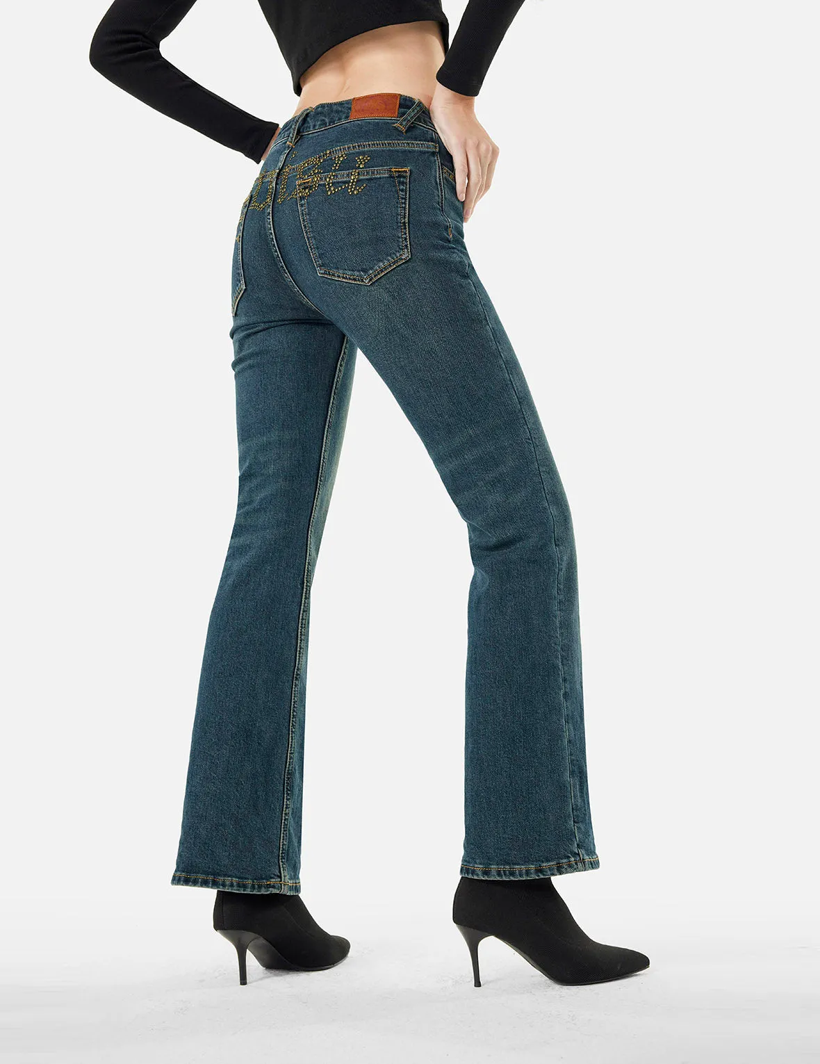 Washed Studs Embellished Logo Flare Fashion Fit Jeans sold by Evisu product image thumbnail 3