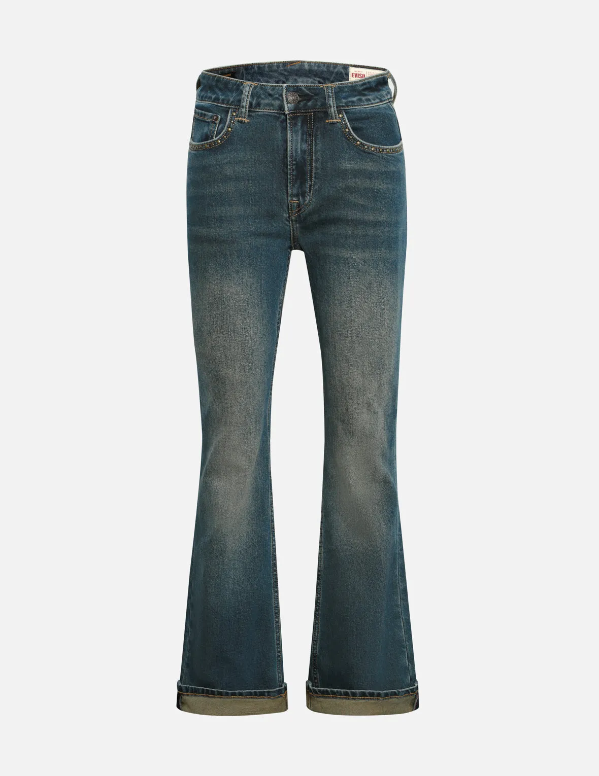 Washed Studs Embellished Logo Flare Fashion Fit Jeans sold by Evisu product image thumbnail 4