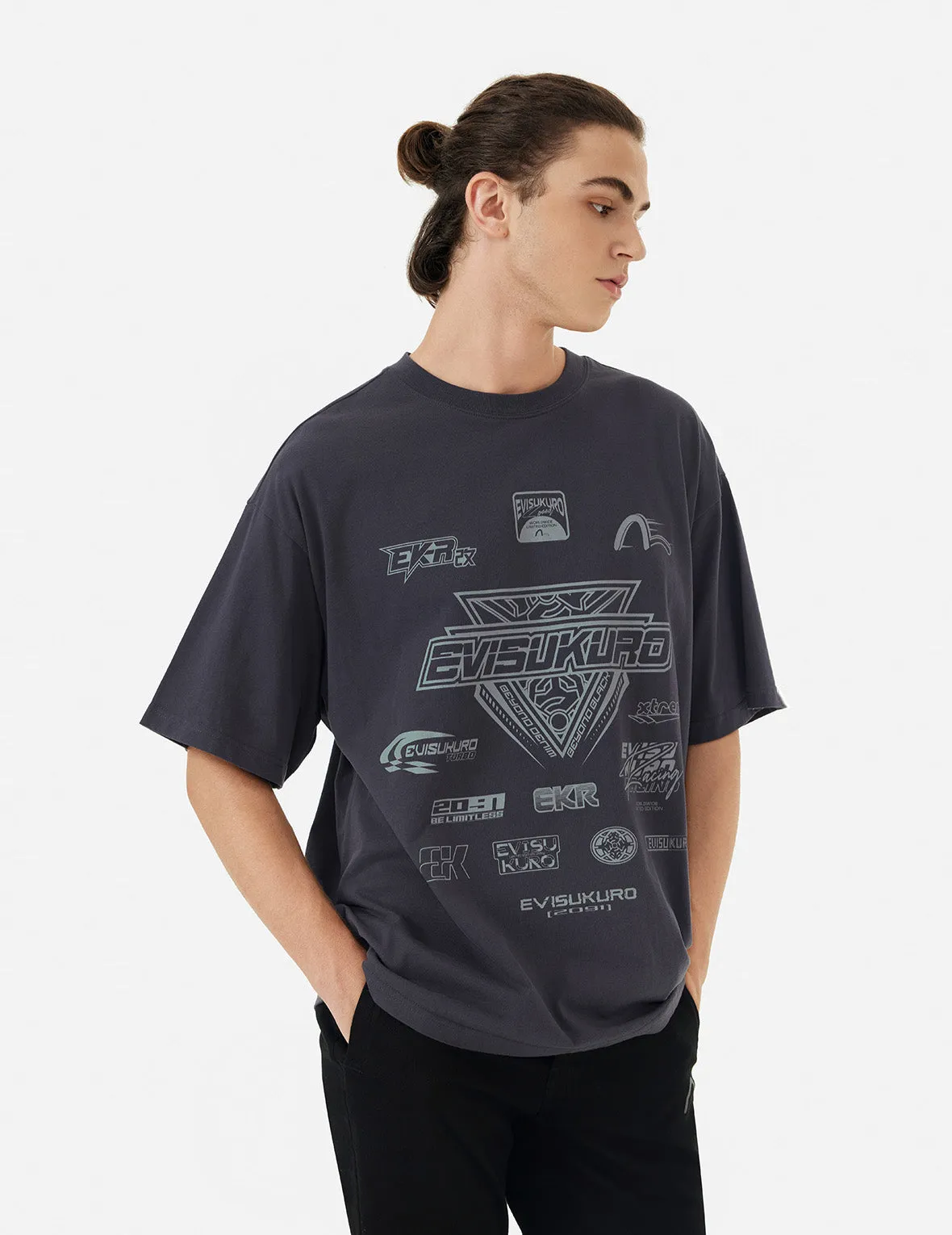 Multi Logo Print Regular Fit Racing T-Shirt sold by Evisu product image thumbnail 5
