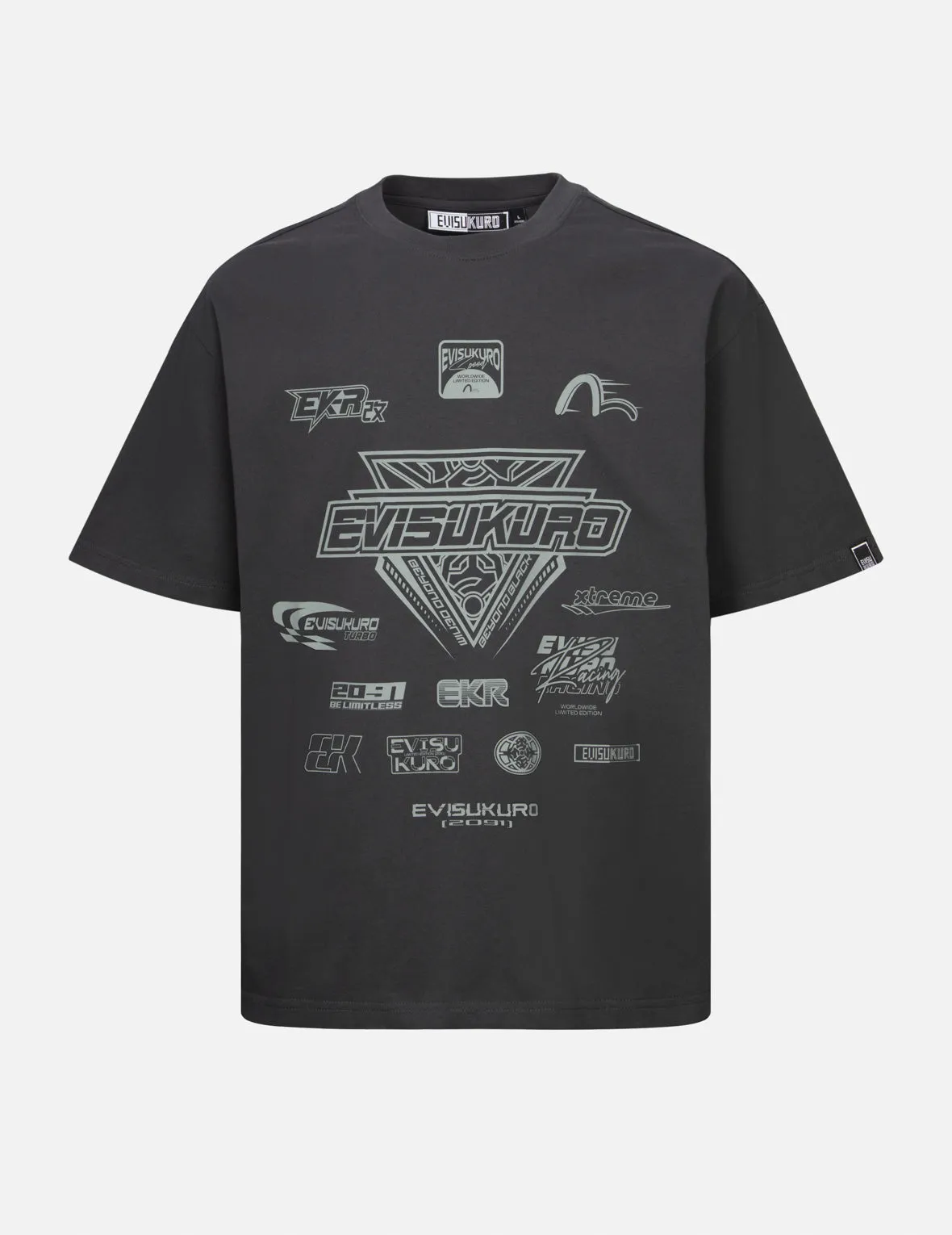 Multi Logo Print Regular Fit Racing T-Shirt sold by Evisu