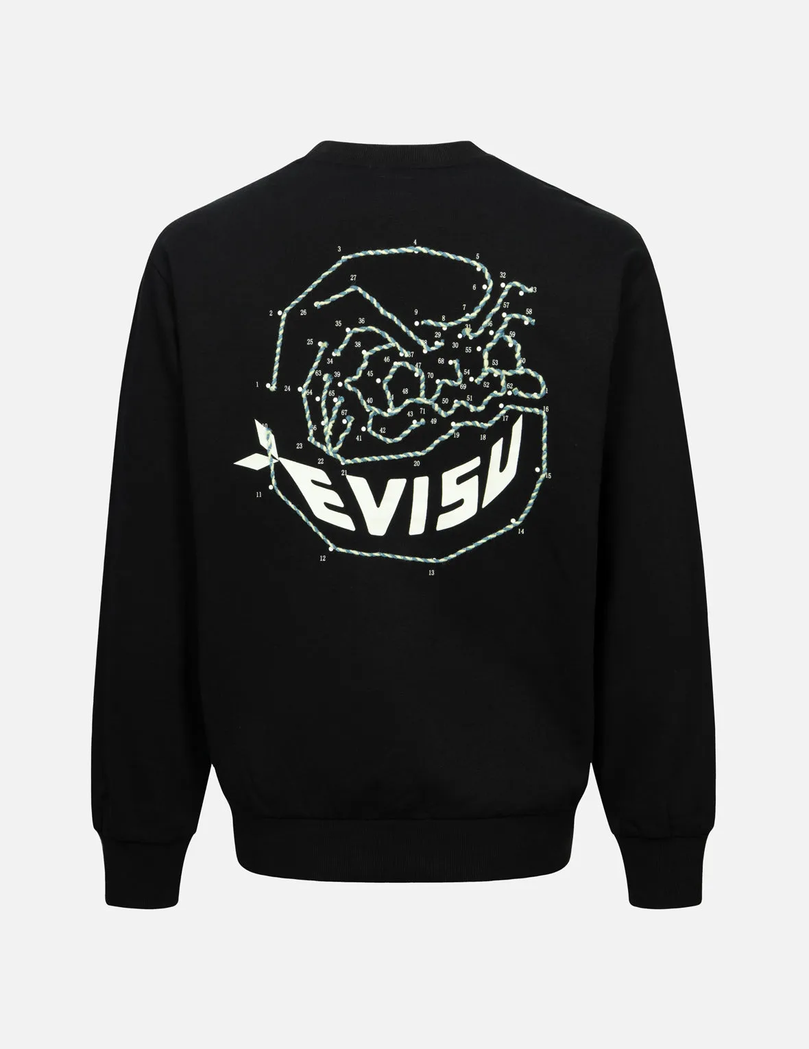 Dot-to-Dot Daruma and Logo Print Relax Fit Sweatshirt sold by Evisu
