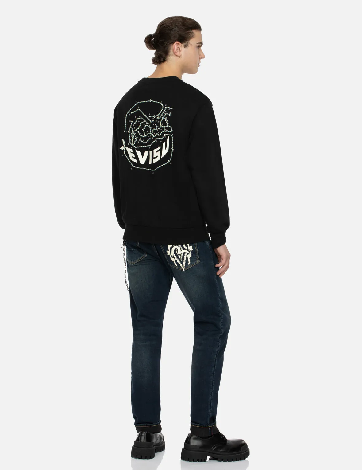 Dot-to-Dot Daruma and Logo Print Relax Fit Sweatshirt sold by Evisu product image thumbnail 5