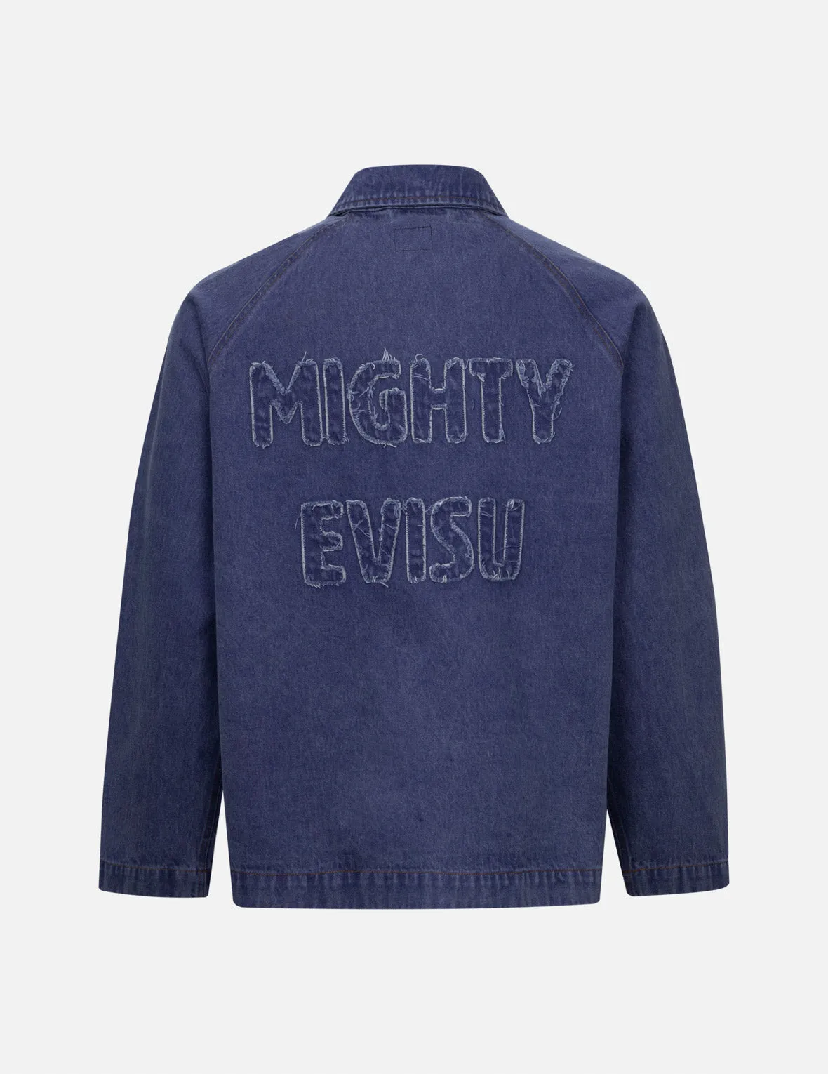 Seagull and Slogan Embroidery Oversized Denim Coach Jacket sold by Evisu product image thumbnail 4