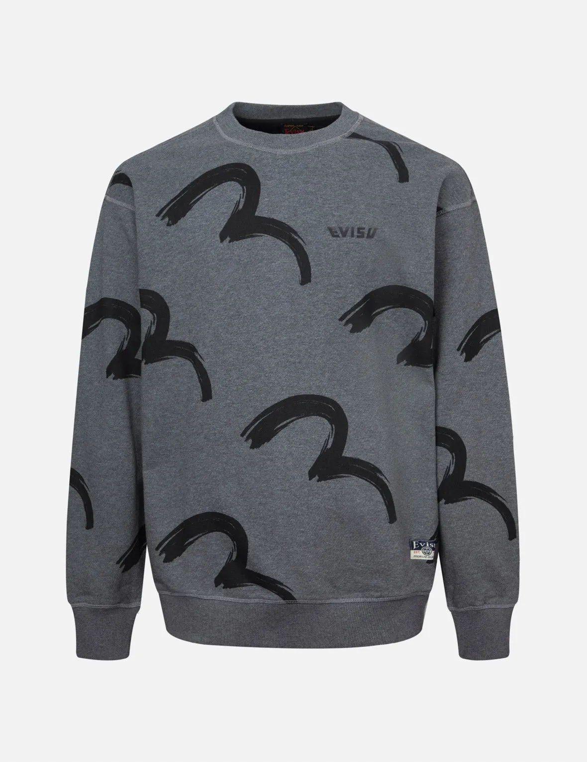 Allover Brushstroke Seagull and Logo Print Relax Fit Sweatshirt sold by Evisu