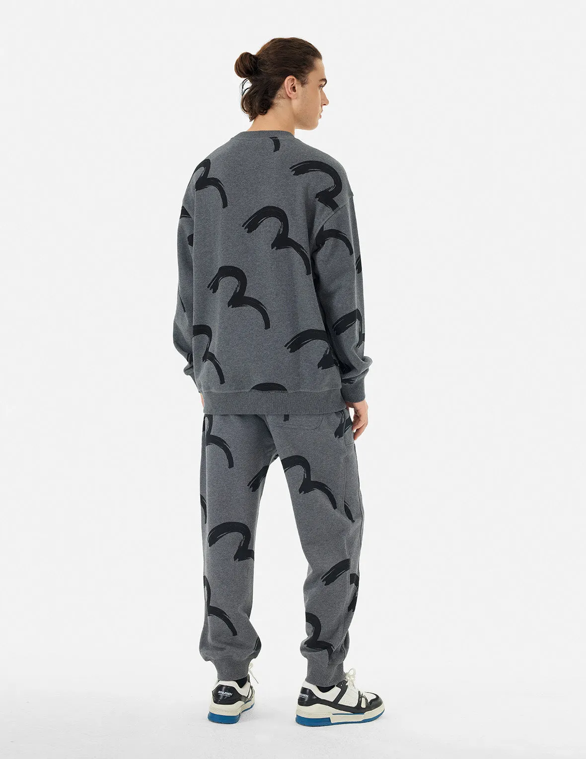 Allover Brushstroke Seagull and Logo Print Relax Fit Sweatshirt sold by Evisu product image thumbnail 4