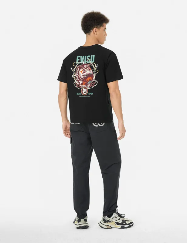 Ninja Daruma and Logo Prints Regular Fit T-shirt sold by Evisu