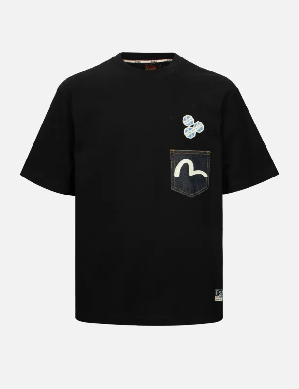 Seagull-print Denim Pocket Relax Fit T-Shirt sold by Evisu