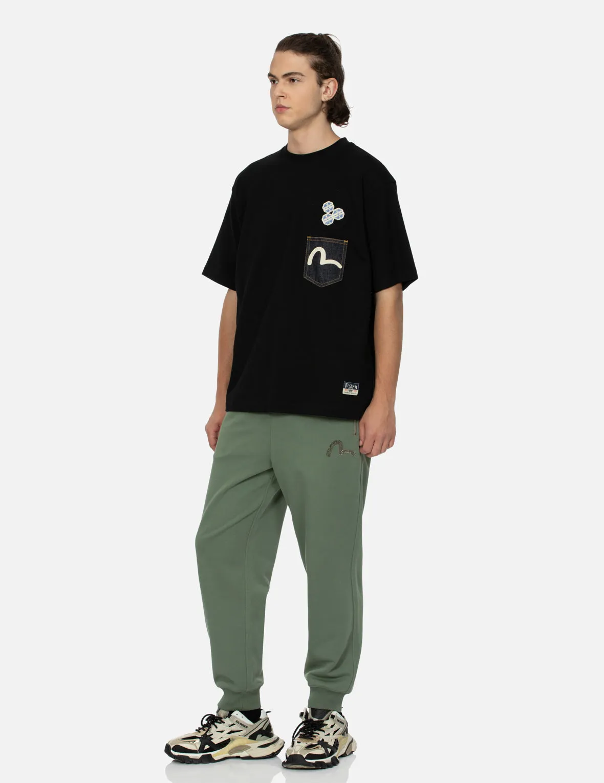 Seagull-print Denim Pocket Relax Fit T-Shirt sold by Evisu product image thumbnail 3