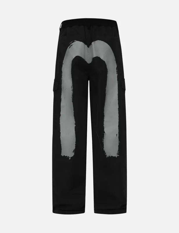 Hand Brush Daicock Print Baggy Pants sold by Evisu