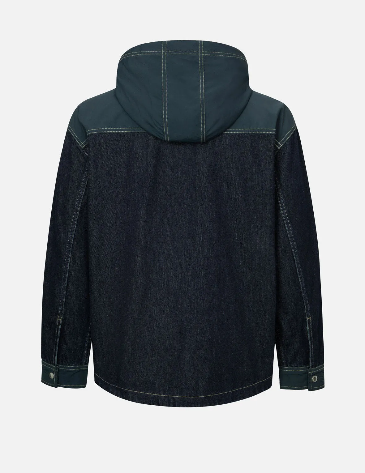 Logo Print Loose Fit Hooded Denim Shirt Jacket sold by Evisu product image thumbnail 2