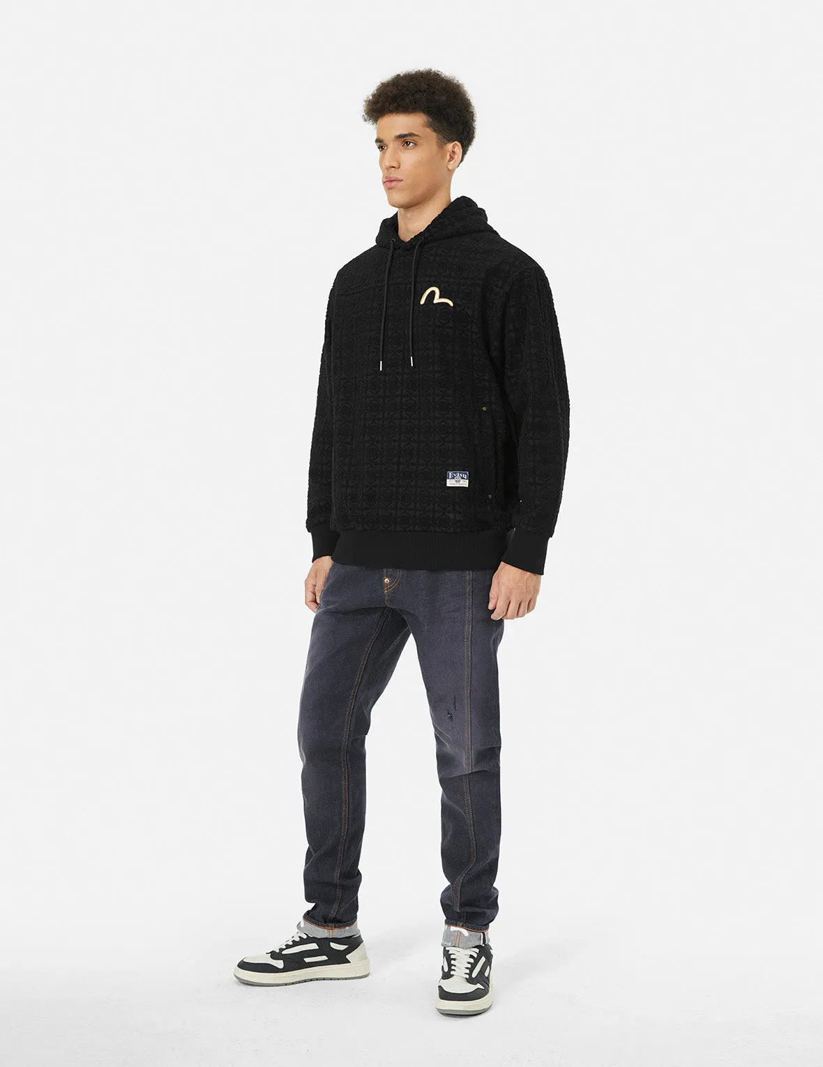 Seagull Embrodiery and Kamon Jacquard Relax Fit Hoodie sold by Evisu
