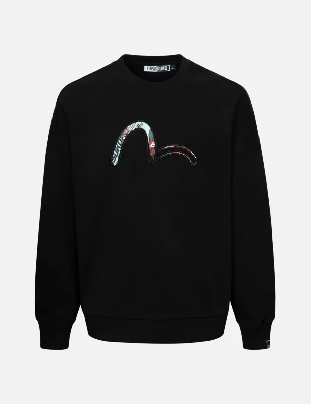 Faux Torn Pattern Oversized Sweatshirts sold by Evisu