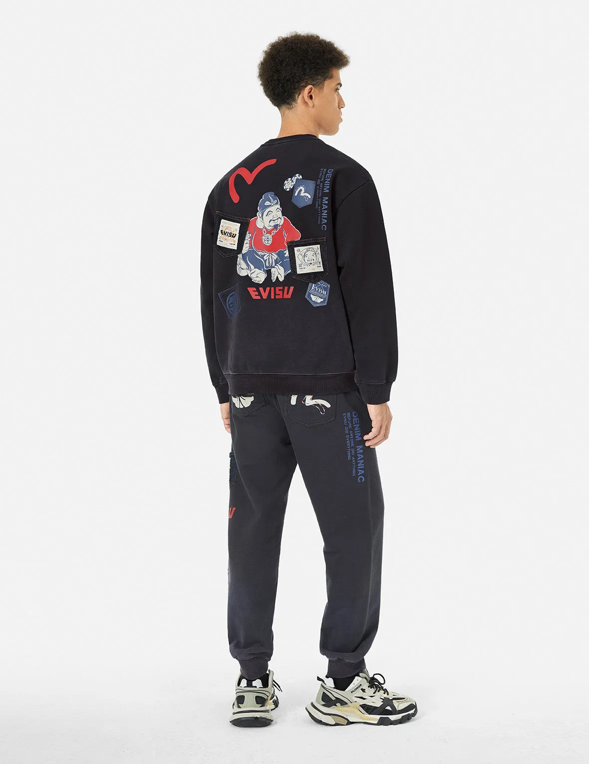 Ebisu Print and Multiple Pocket Washed Relax Fit Sweatshirt sold by Evisu