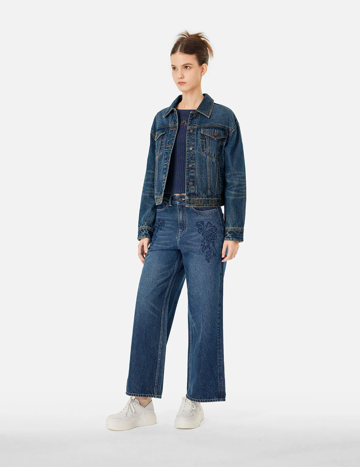 Roses Daicock with Studs Logo Loose Fit Denim Jacket sold by Evisu product image thumbnail 4