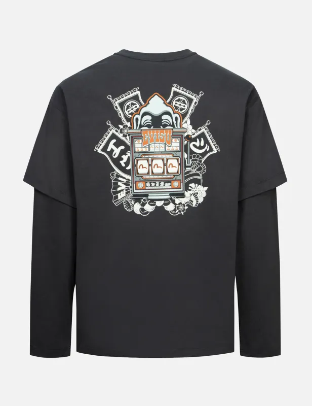 Godhead Slot Machine Print Loose Fit  Long-Sleeve T-Shirt sold by Evisu