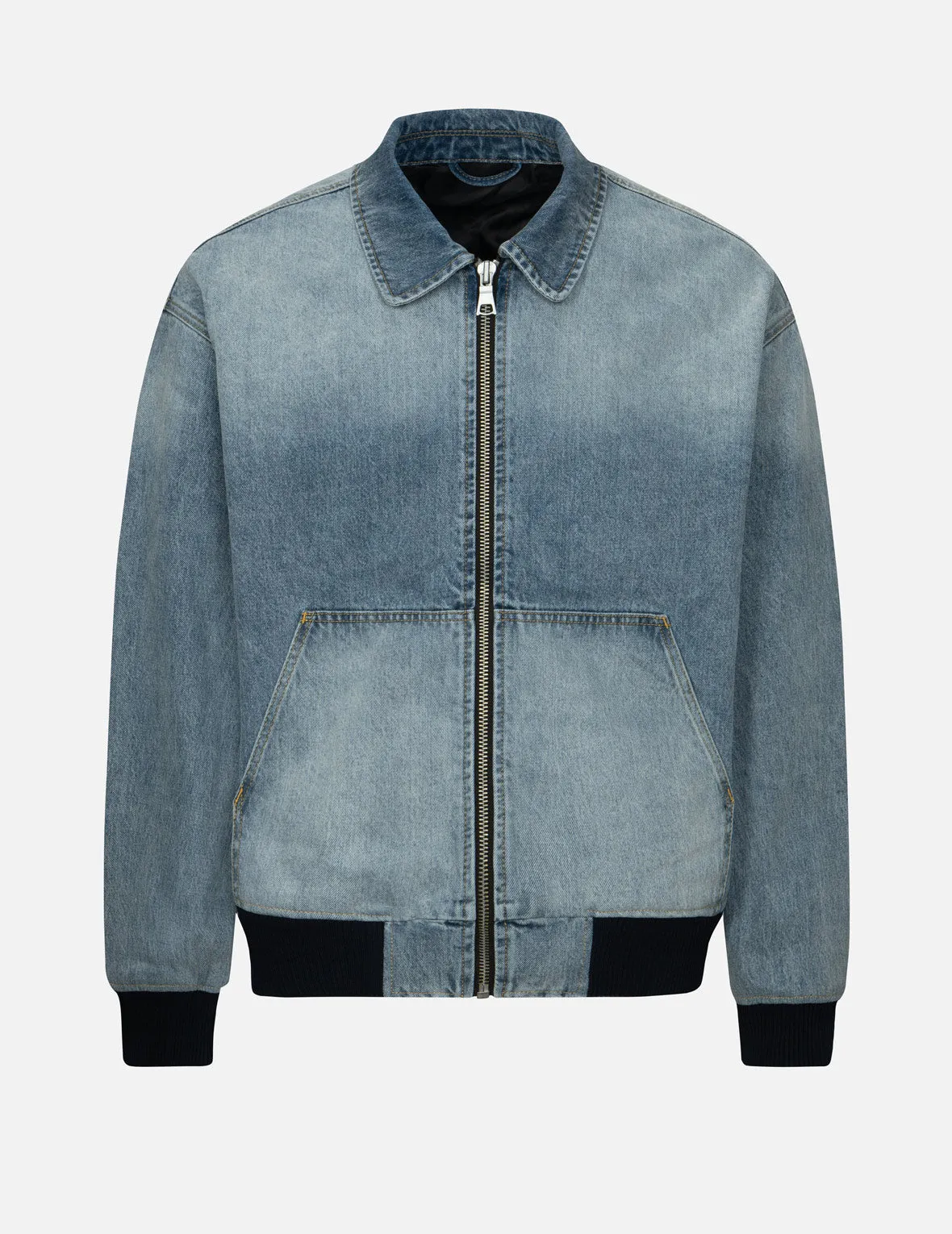 Logo Appliqué Embroidery Oversized Denim Bomber Jacket sold by Evisu product image thumbnail 2