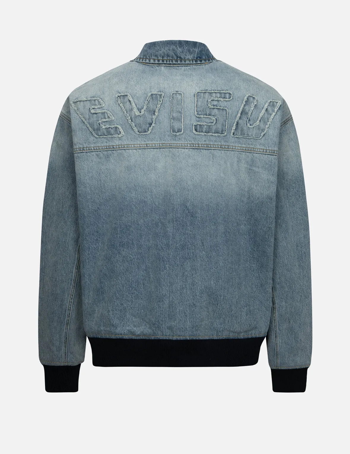 Logo Appliqué Embroidery Oversized Denim Bomber Jacket sold by Evisu