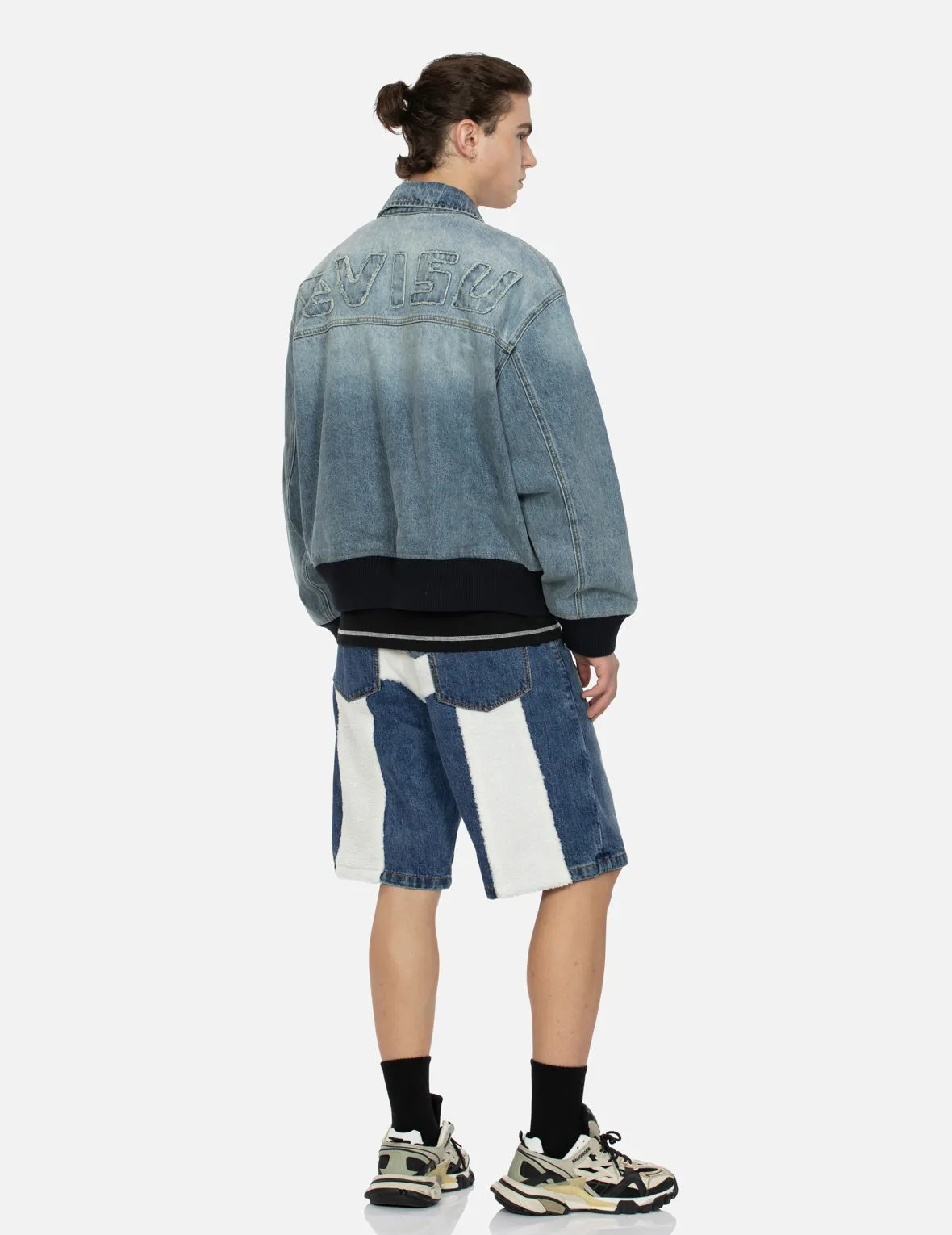 Logo Appliqué Embroidery Oversized Denim Bomber Jacket sold by Evisu product image thumbnail 3