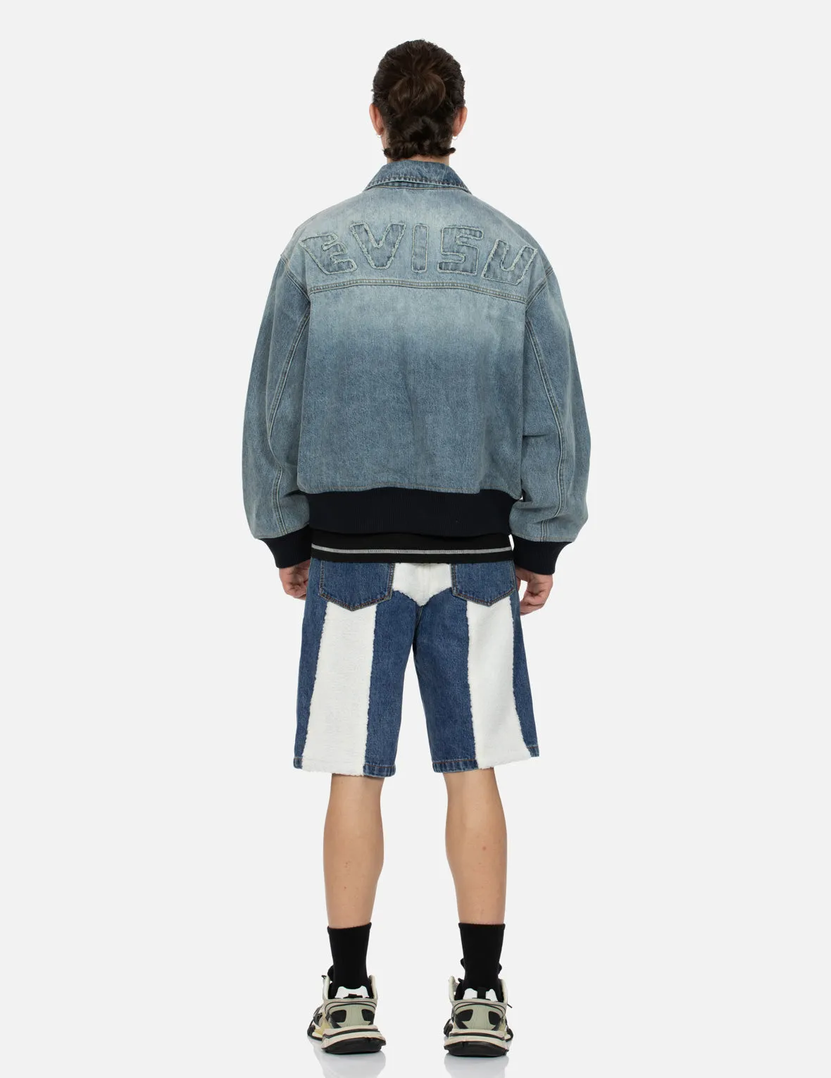 Logo Appliqué Embroidery Oversized Denim Bomber Jacket sold by Evisu product image thumbnail 5