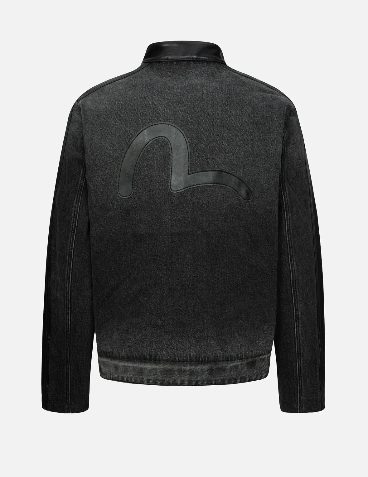 Leather Logo and Seagull Appliqué Regular Fit Denim Moto Jacket sold by Evisu product image thumbnail 3