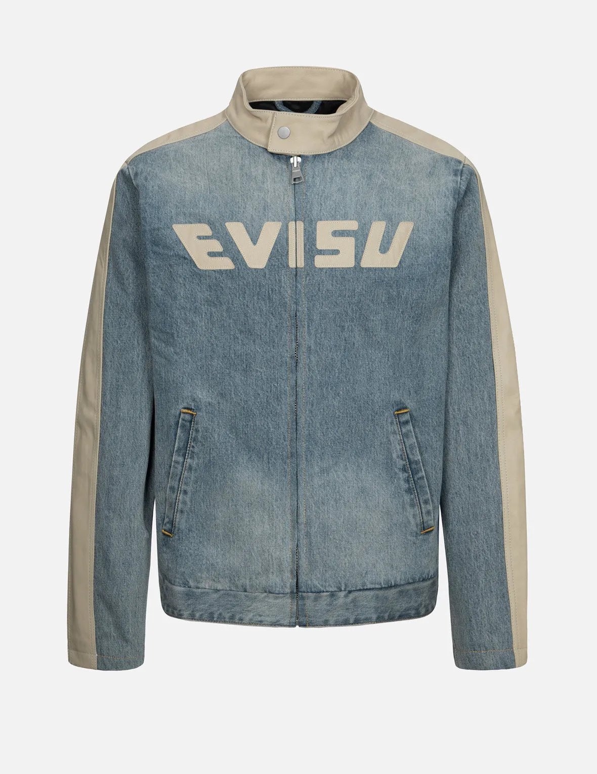 Leather Logo and Seagull Appliqué Regular Fit Denim Moto Jacket sold by Evisu product image thumbnail 2