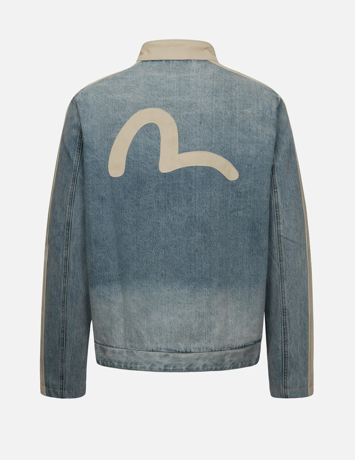 Leather Logo and Seagull Appliqué Regular Fit Denim Moto Jacket sold by Evisu product image thumbnail 4