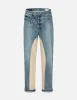 Leather Inlay and Seagull Pockets Baggy Fit Jeans sold by Evisu