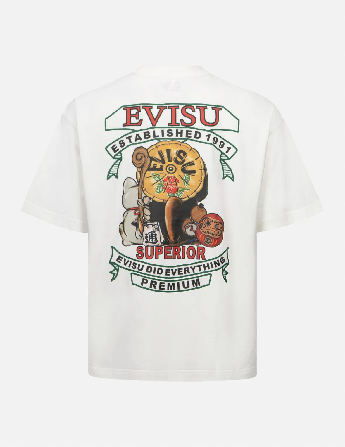 Tanuki and Fortune Cat Print Loose Fit T-Shirt sold by Evisu product image thumbnail 2