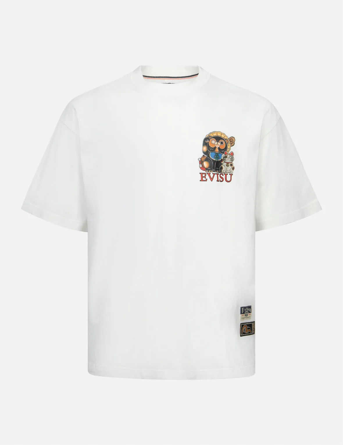 Tanuki and Fortune Cat Print Loose Fit T-Shirt sold by Evisu product image thumbnail 4