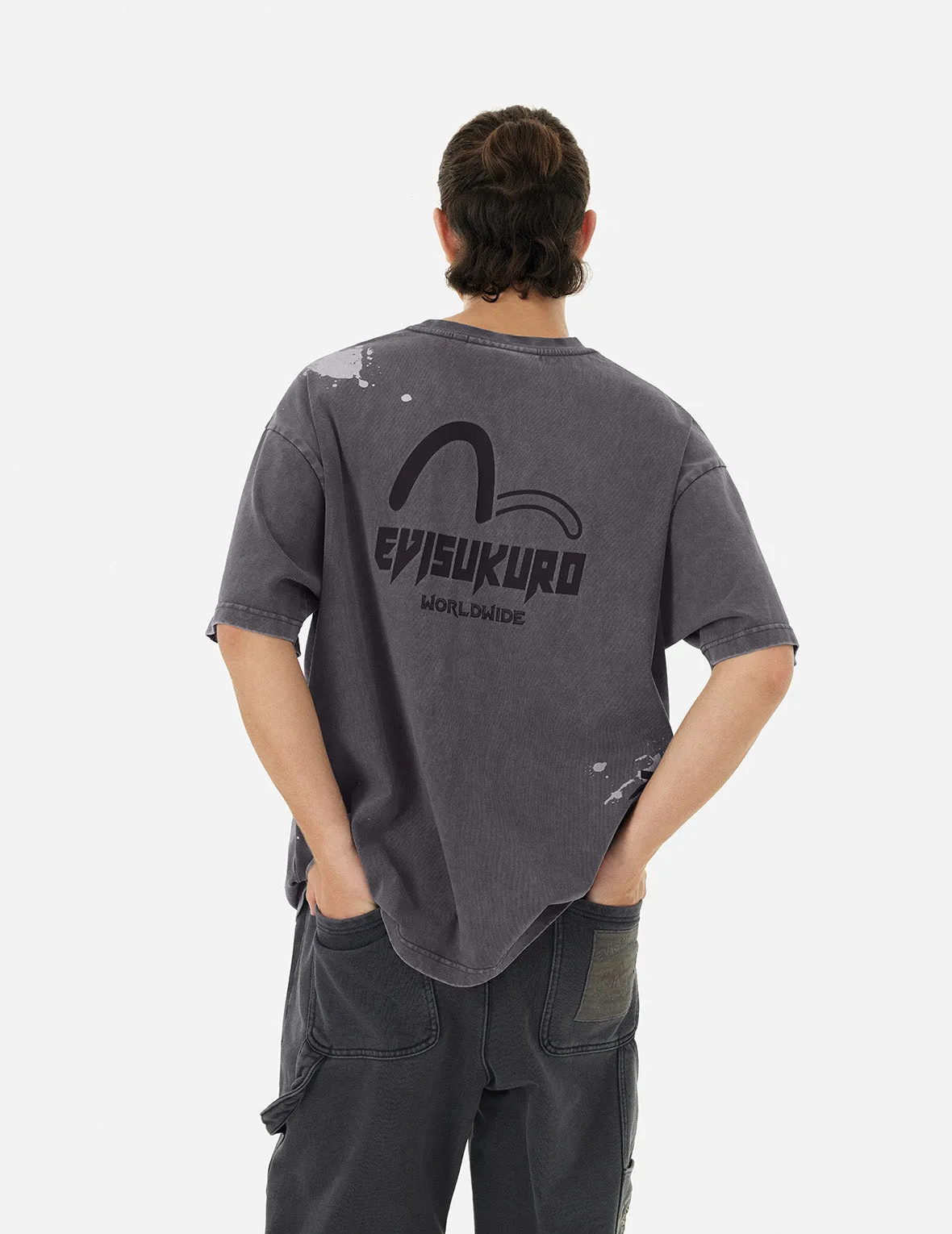 Washed Logo Embroidery and Print Loose Fit T-shirt sold by Evisu product image thumbnail 5