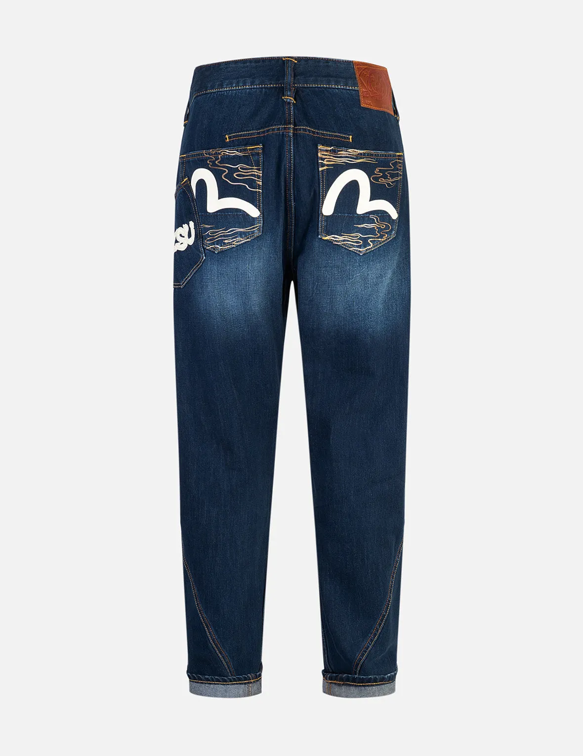 Seagull and Logo Print 3D Fit Jeans sold by Evisu