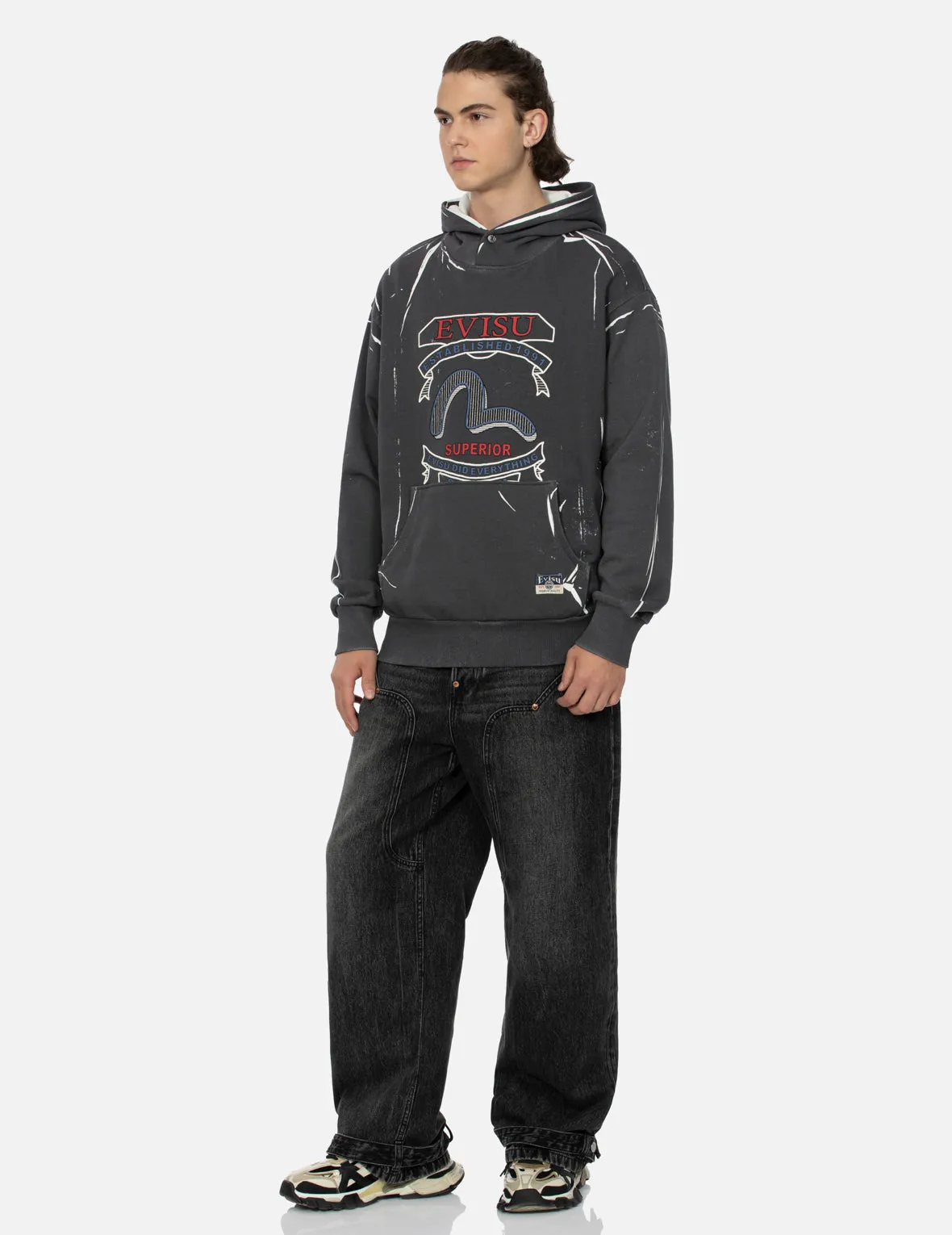 Overdye Seagull and Logo Print Relax Fit Hoodie sold by Evisu product image thumbnail 3