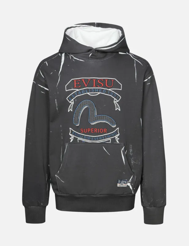 Overdye Seagull and Logo Print Relax Fit Hoodie sold by Evisu