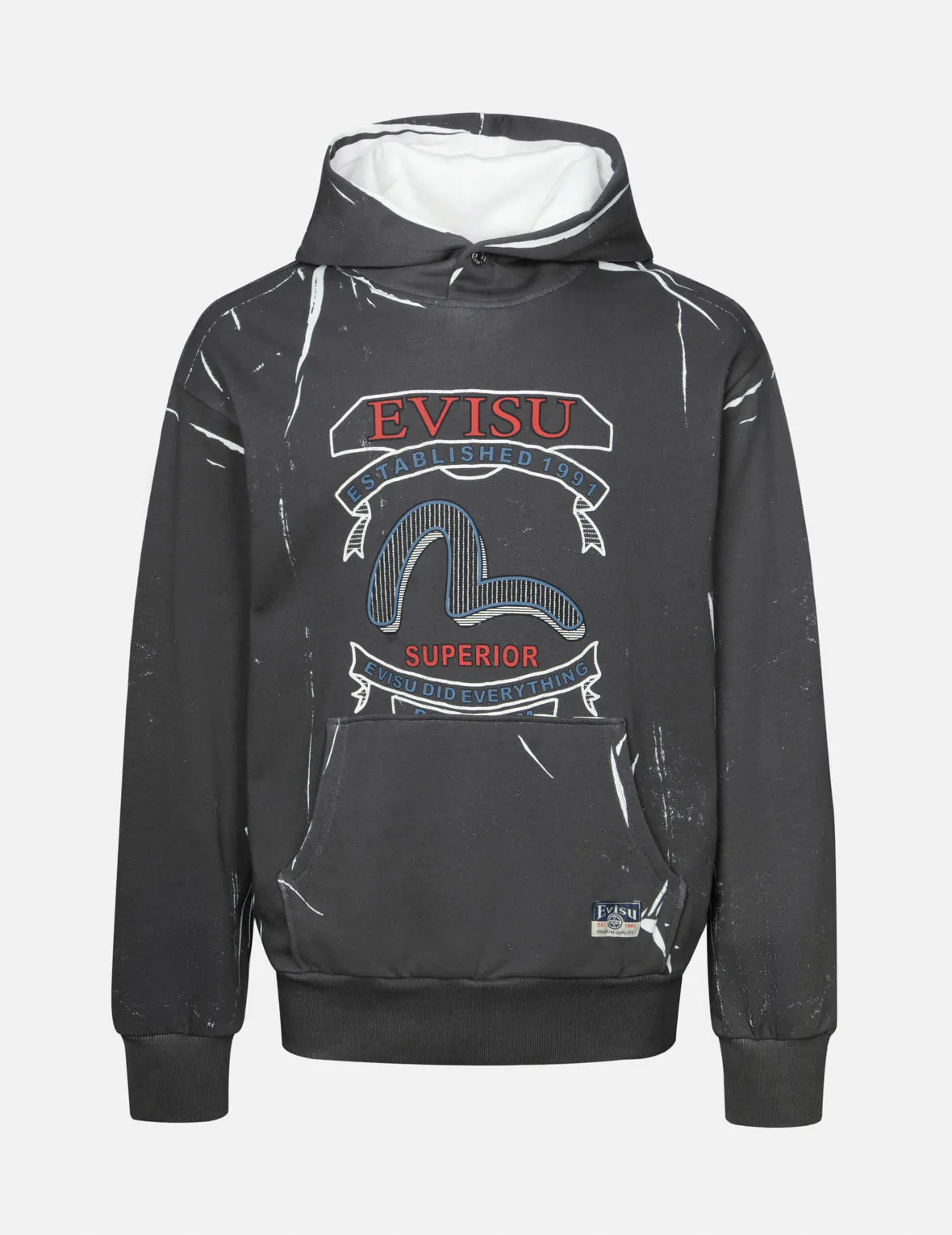 Overdye Seagull and Logo Print Relax Fit Hoodie sold by Evisu