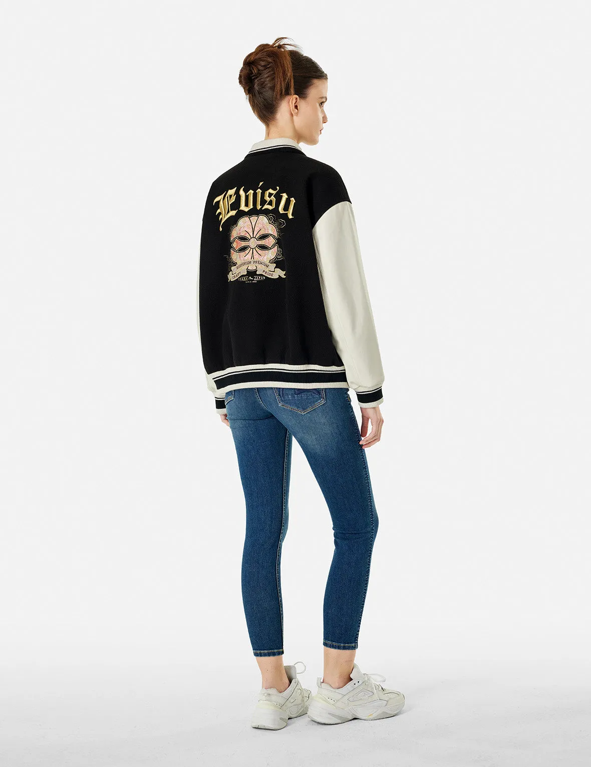 Kamon and Logo Embroidery Fashion Fit Varsity Jacket sold by Evisu product image thumbnail 3