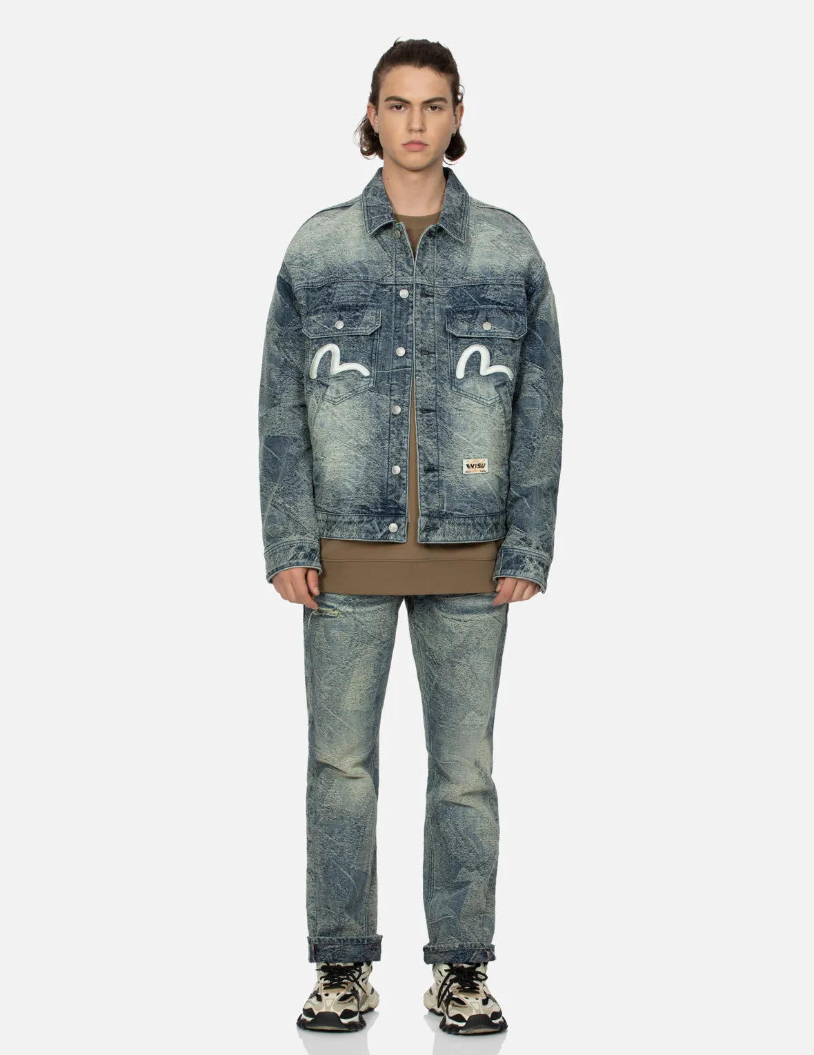 Allover Pocket Print and Seagull Embroidery Loose Fit Denim Jacket sold by Evisu product image thumbnail 5