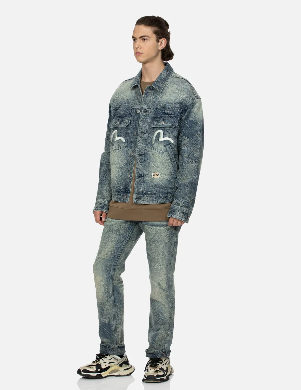 Allover Pocket Print and Seagull Embroidery Loose Fit Denim Jacket sold by Evisu product image thumbnail 3