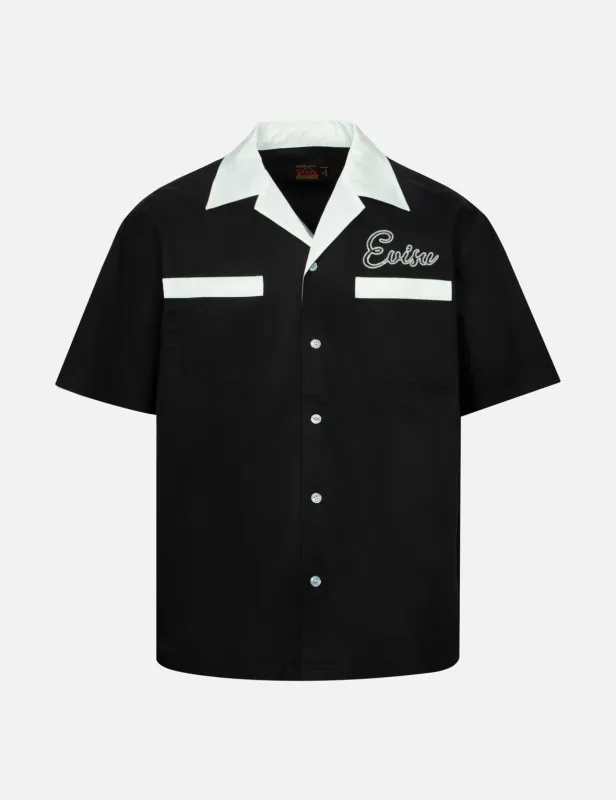 Chain-Stitched Embroidery Logo Boxy Tencel Shirt sold by Evisu
