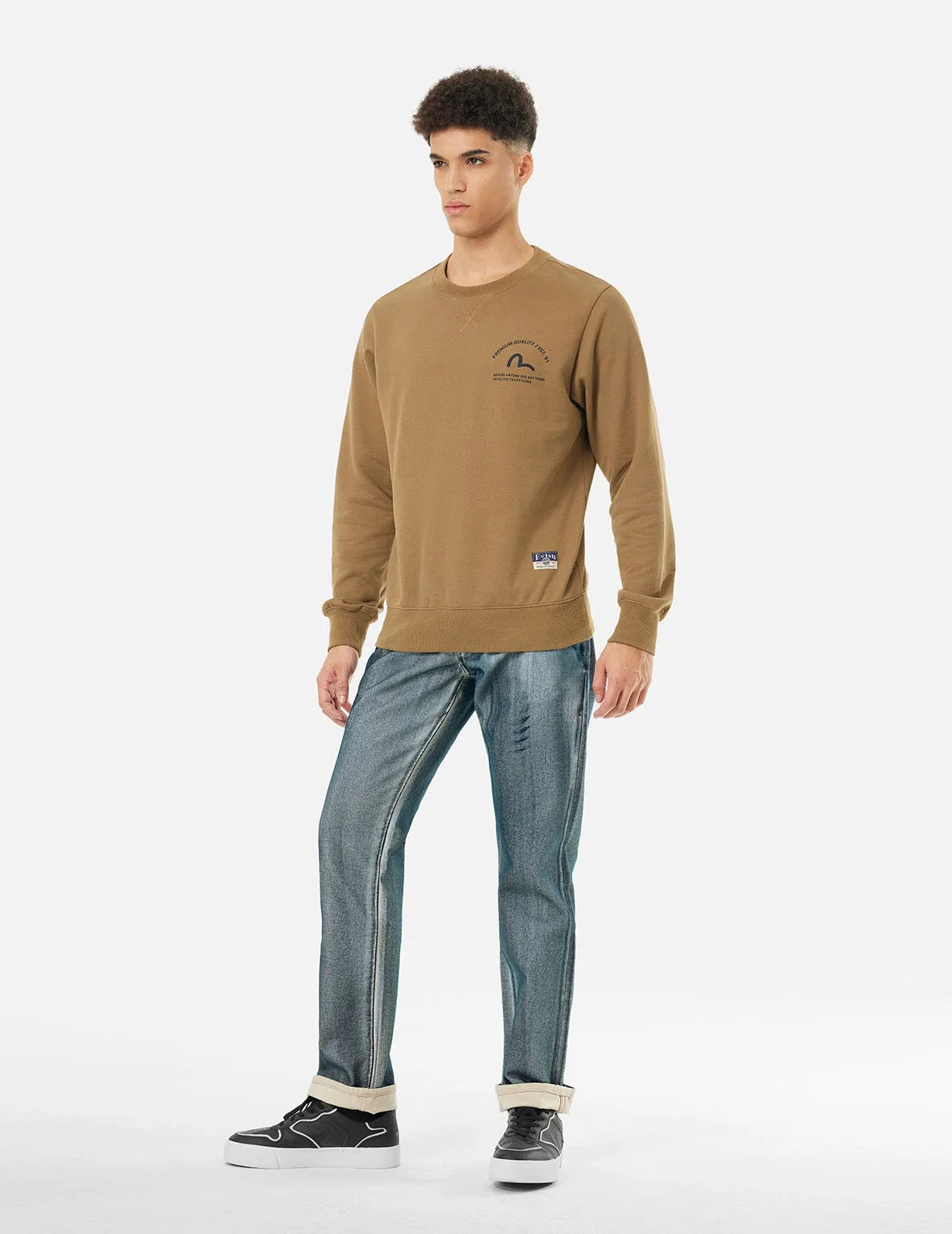 Kamon and Seagull Appliqué with Rubbing Print Regular Straight Fit Jeans #2008 sold by Evisu product image thumbnail 4